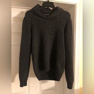 Daniele Blasi Unisex Sweater Mock Neck Wool Knit Ribbed Grayish Navy Long Medium